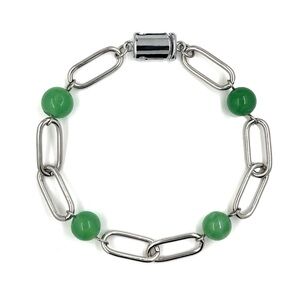 Elegant Green and Silver Beaded Bracelet